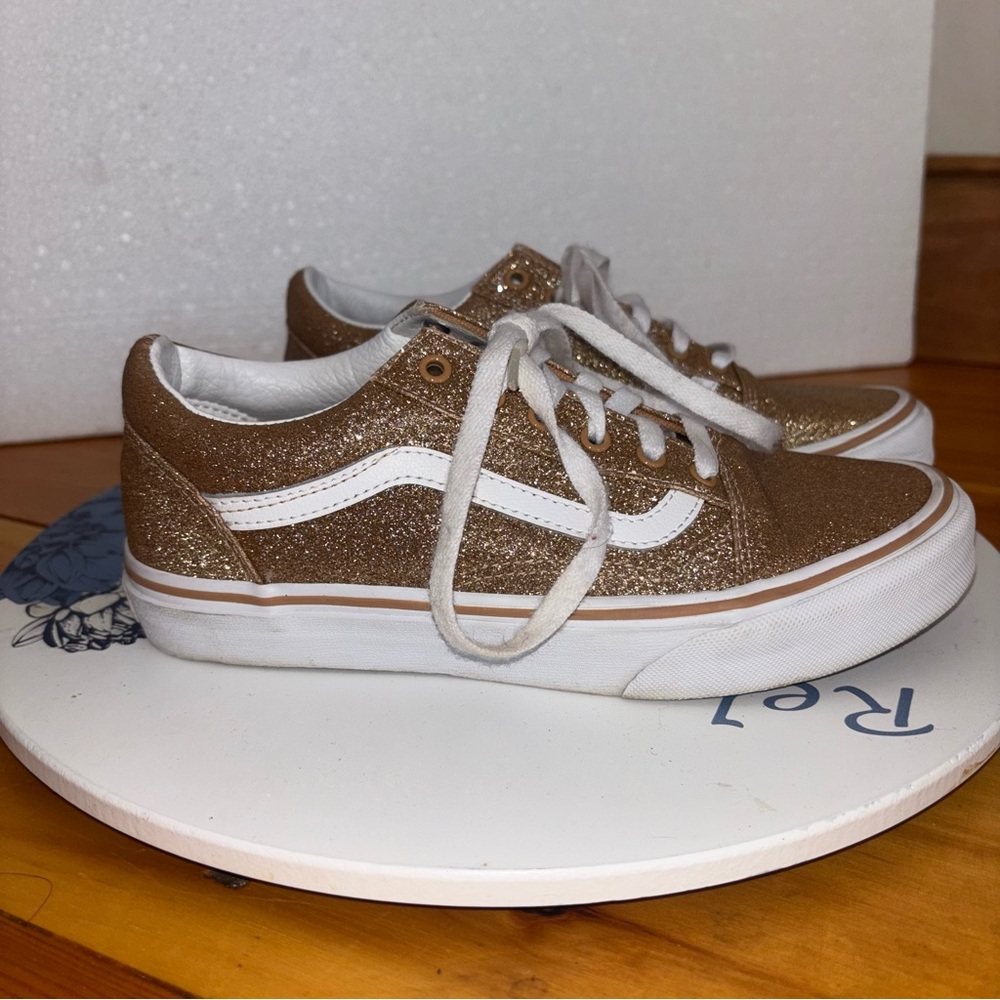 Vans Gold Glitter Old Skool Sneakers Size 5.5Y